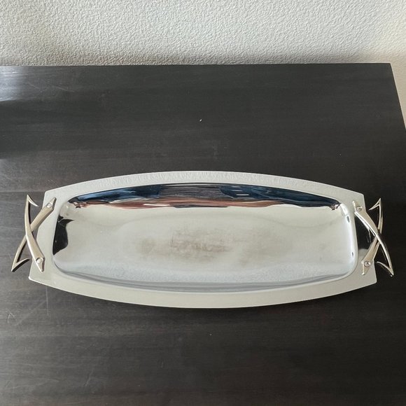 Set of 2 Oblong Kromex Chrome Serving Trays // Vintage 1960s // MCM Atomic - Picture 6 of 8